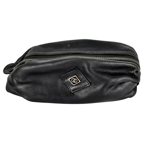 GUCCI VINTAGE ORIGINAL BLACK POCHETTE COSMETIC POUCH MINI HAND BAG (1970-80s) - Picture 1 of 16